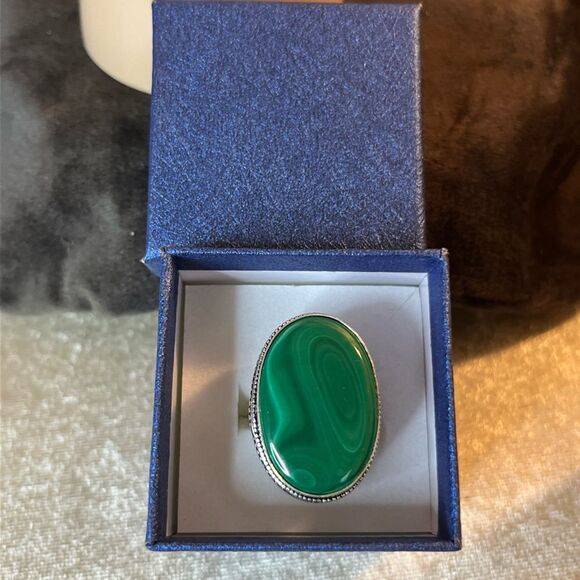 Artisan Crafted Malachite Ring In 925 Sterling Silver Size 8 - Picture 9 of 10